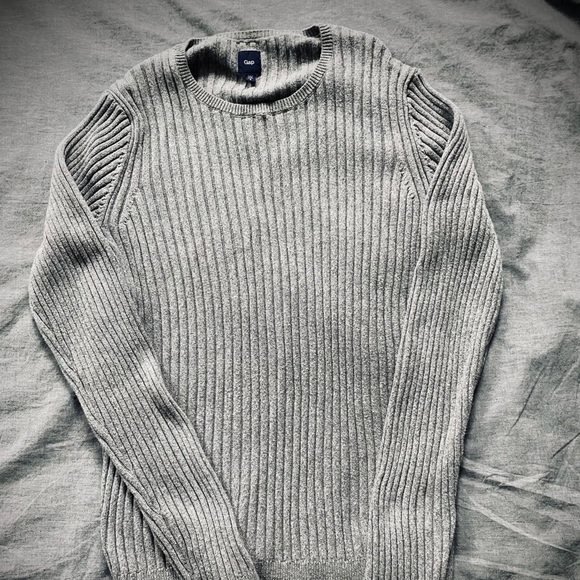Gap Heather Grey Ribbed Sweater, Men’s Small - Picture 2 of 4